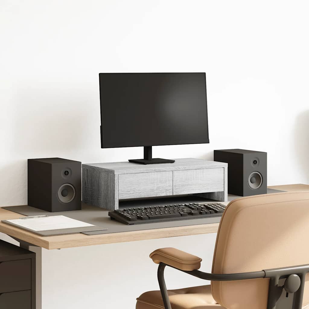 vidaXL Стойка за монитор с чекмеджета 50x27x15 см инженерно дърво
