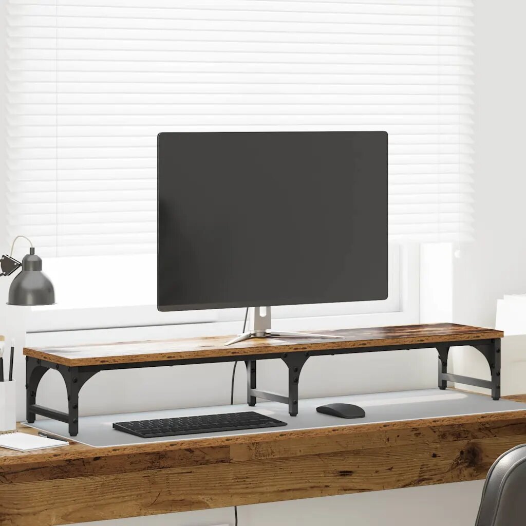 vidaXL Стойка за монитор Старо дърво 105 x 23 x 155 cm