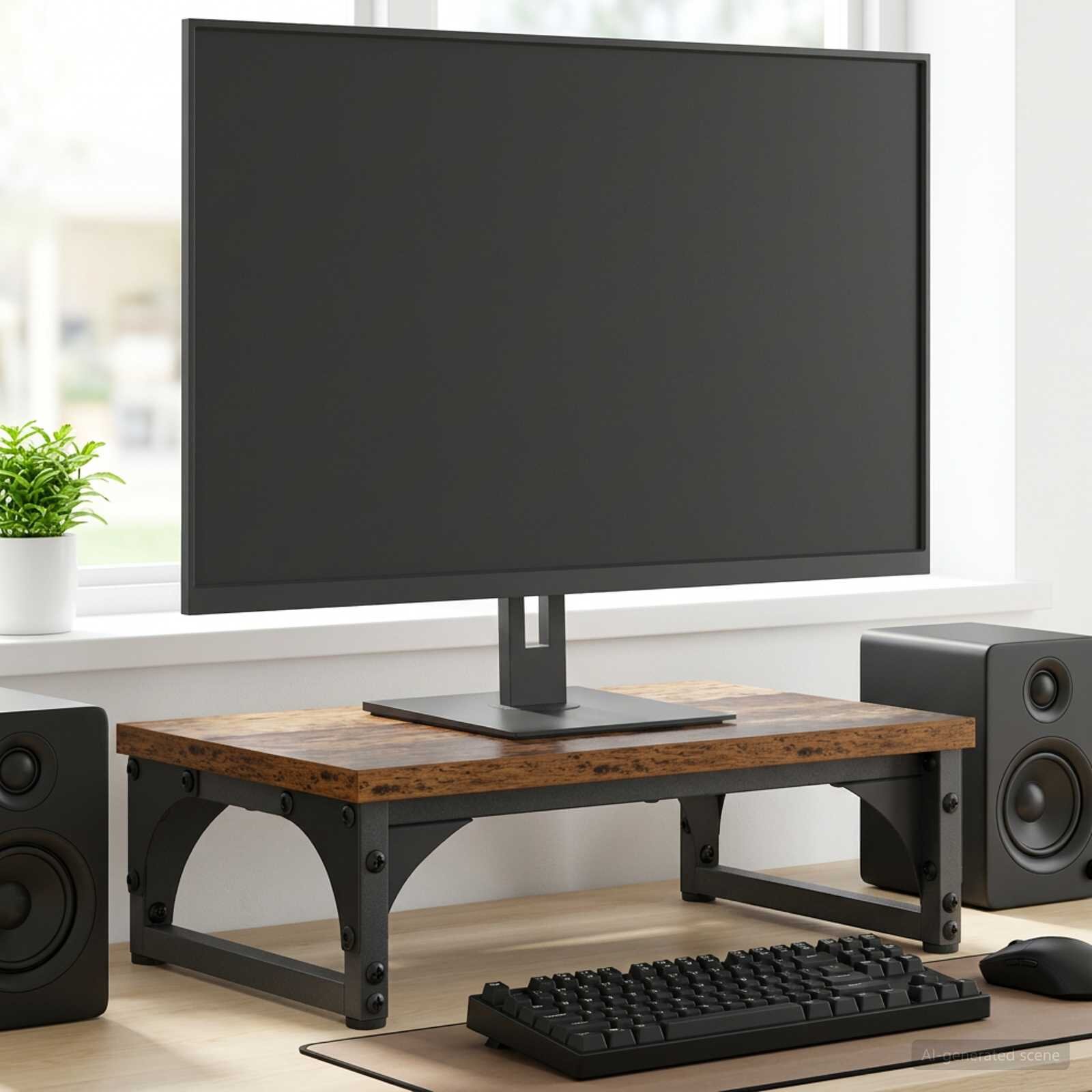vidaXL Стойка за монитор Старо дърво 37 x 23 x 14 cm