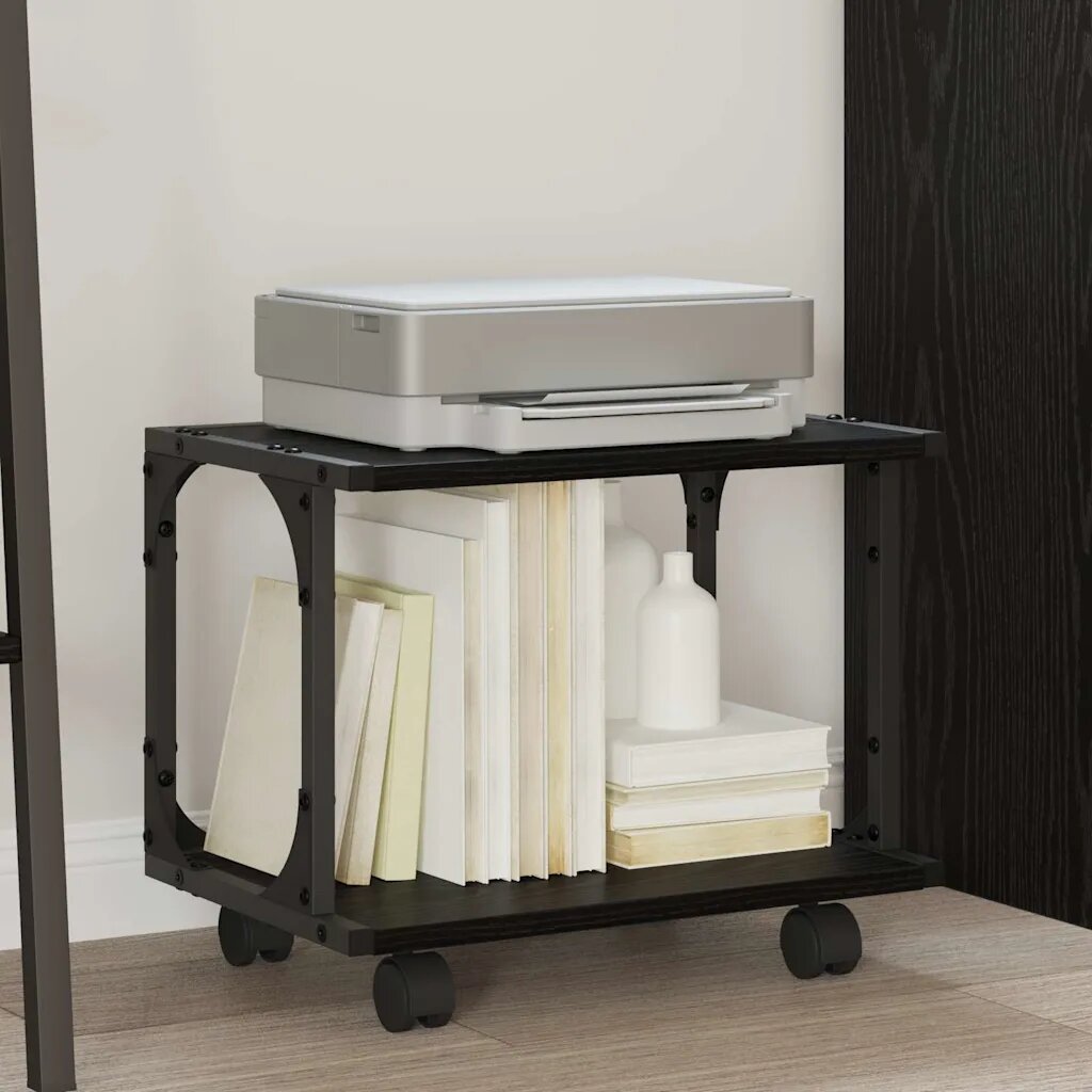 vidaXL Стойка за принтер Черен дъб 41 x 28 x 335 см
