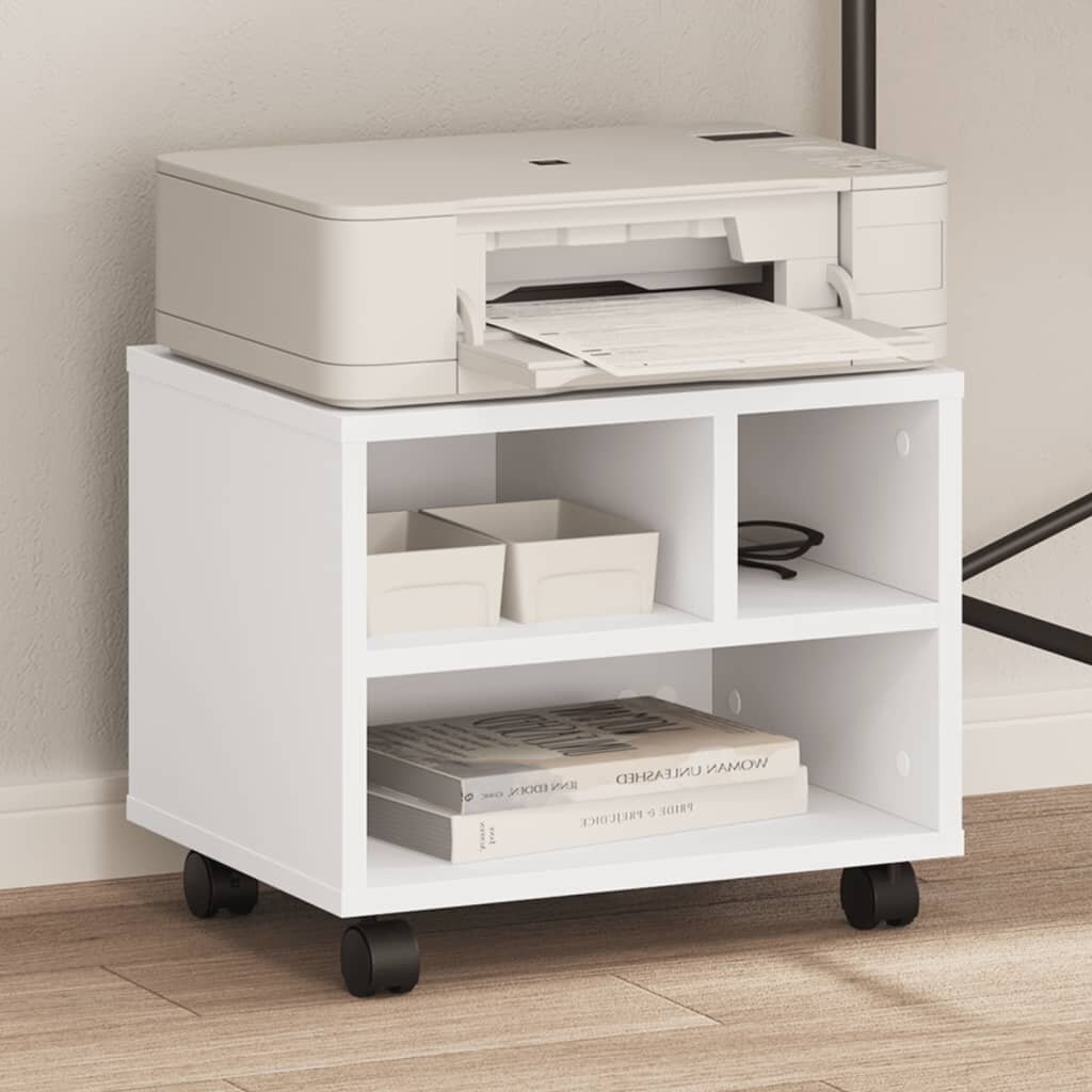 vidaXL Стойка за принтер с колелца бяла 41x32x345 см