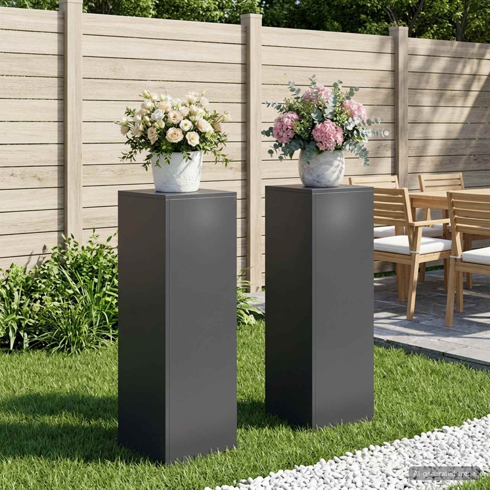 vidaXL Стойка за растения 2 бр. Антрацит 30 x 30 x 100 см