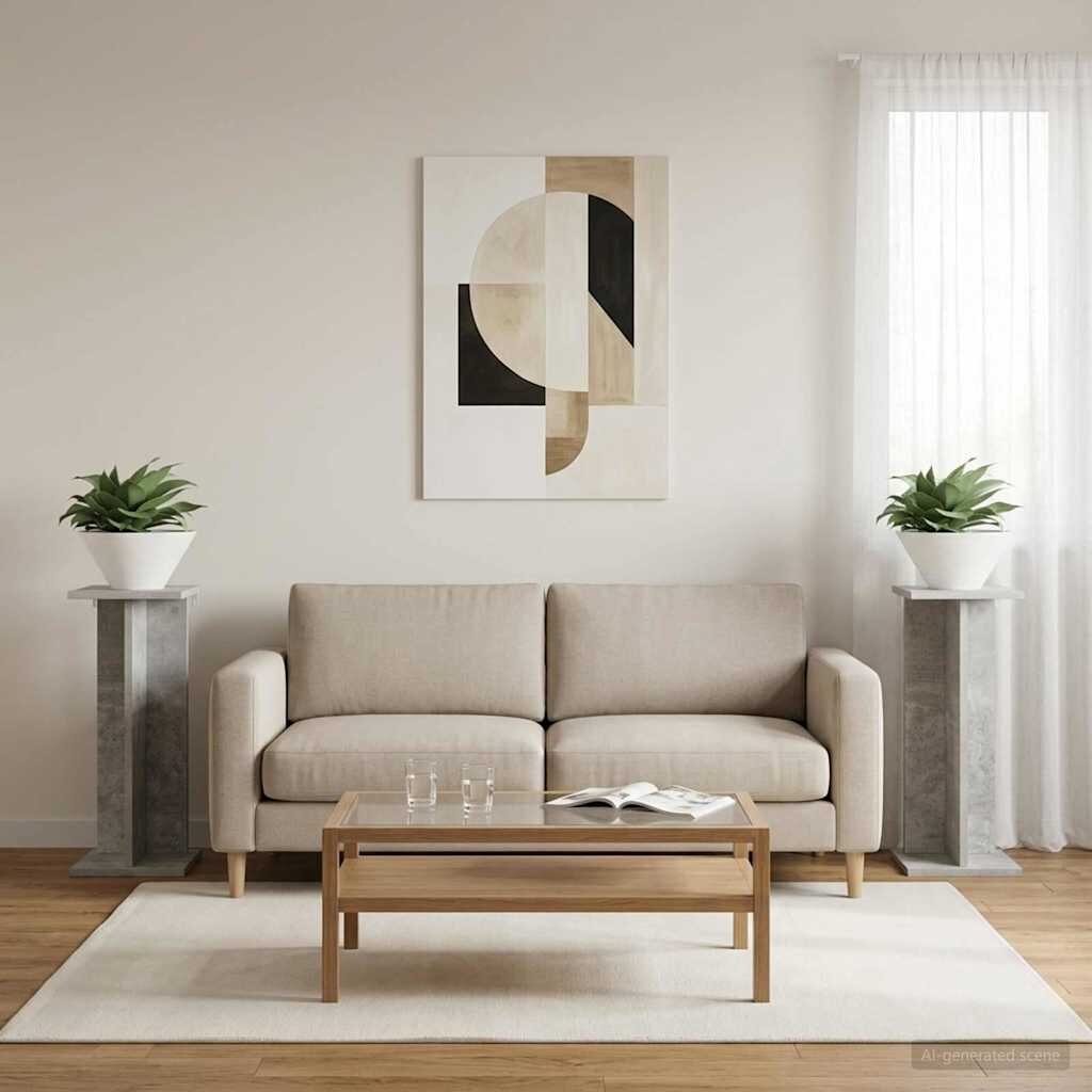 vidaXL Стойка за растения 2 бр. Бетонно сиво 25 x 255 x 605 см