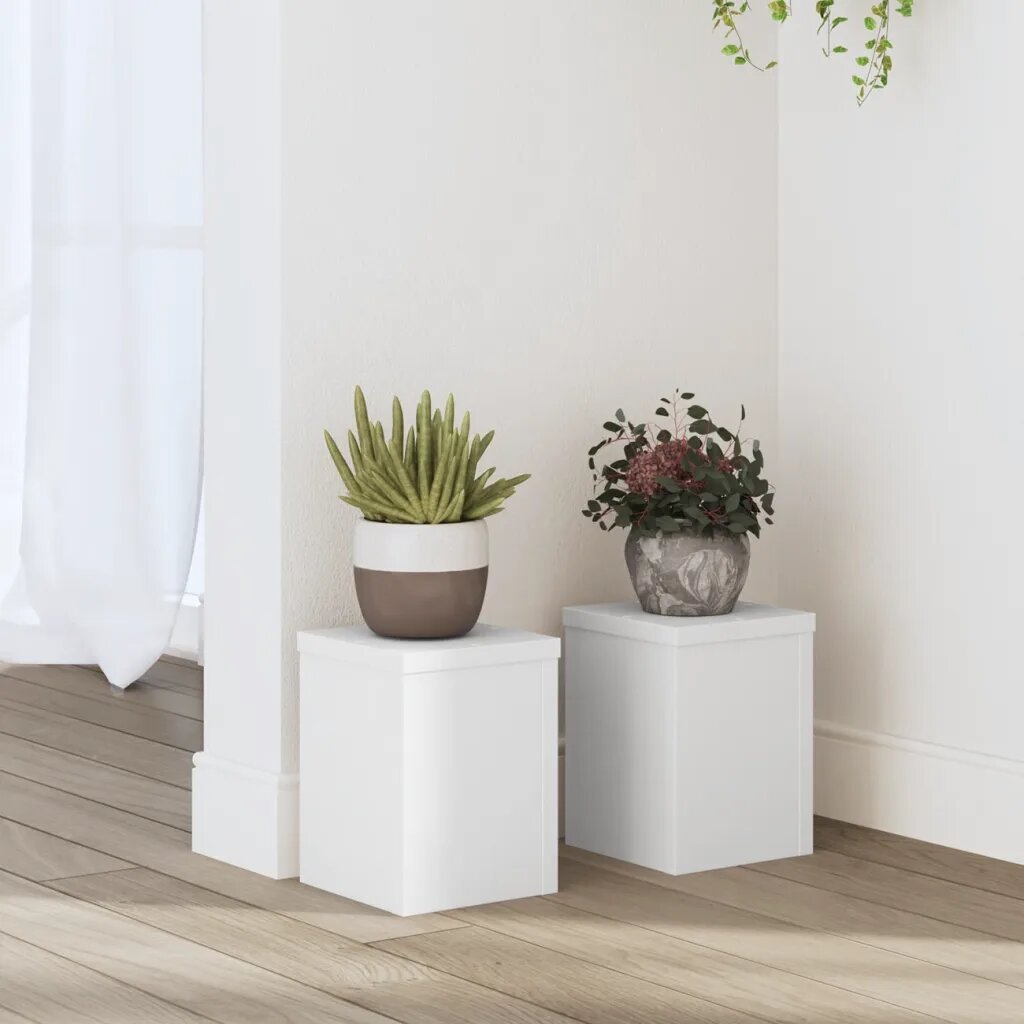 vidaXL Стойка за растения 2 бр. Бяло 15 x 15 x 20 см