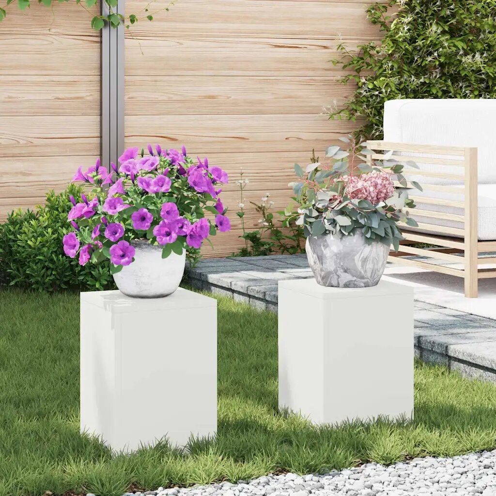 vidaXL Стойка за растения 2 бр. Бяло 24 x 24 x 35 см