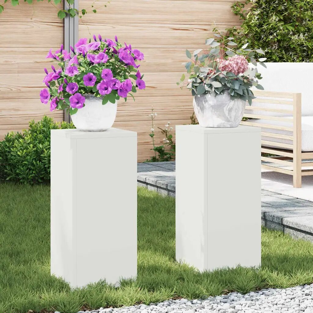 vidaXL Стойка за растения 2 бр. Бяло 24 x 24 x 55 см