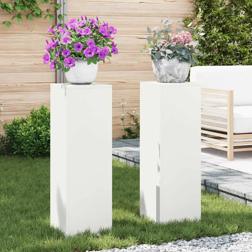 vidaXL Стойка за растения 2 бр. Бяло 24 x 24 x 75 см
