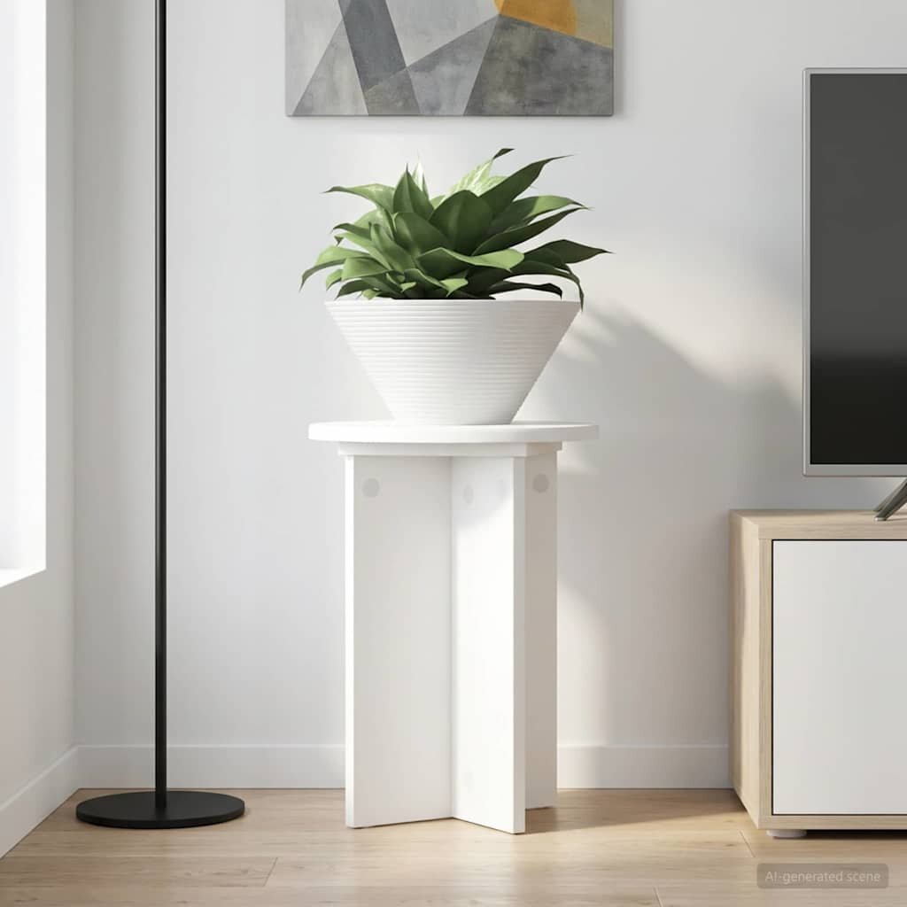 vidaXL Стойка за растения 2 бр. Бяло Ø295 x 40 см Инженерна дървесина