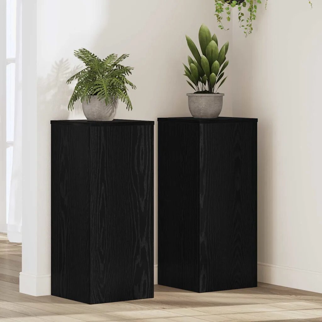 vidaXL Стойка за растения 2 бр. Черен дъб 30 x 30 x 70 см