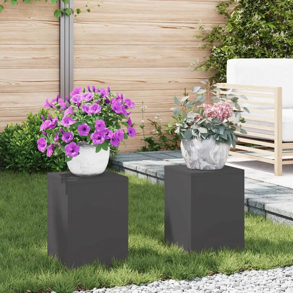 vidaXL Стойка за растения 2 бр. Черно 24 x 24 x 35 см