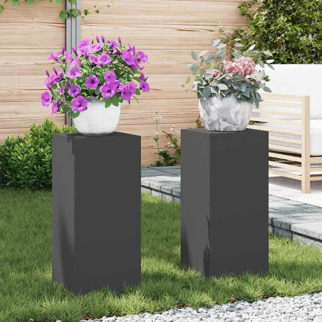 vidaXL Стойка за растения 2 бр. Черно 24 x 24 x 55 см
