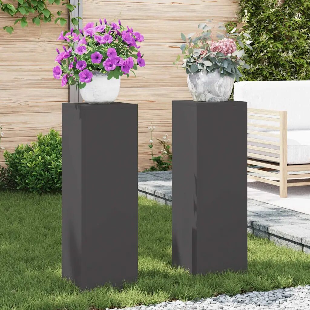 vidaXL Стойка за растения 2 бр. Черно 24 x 24 x 75 см