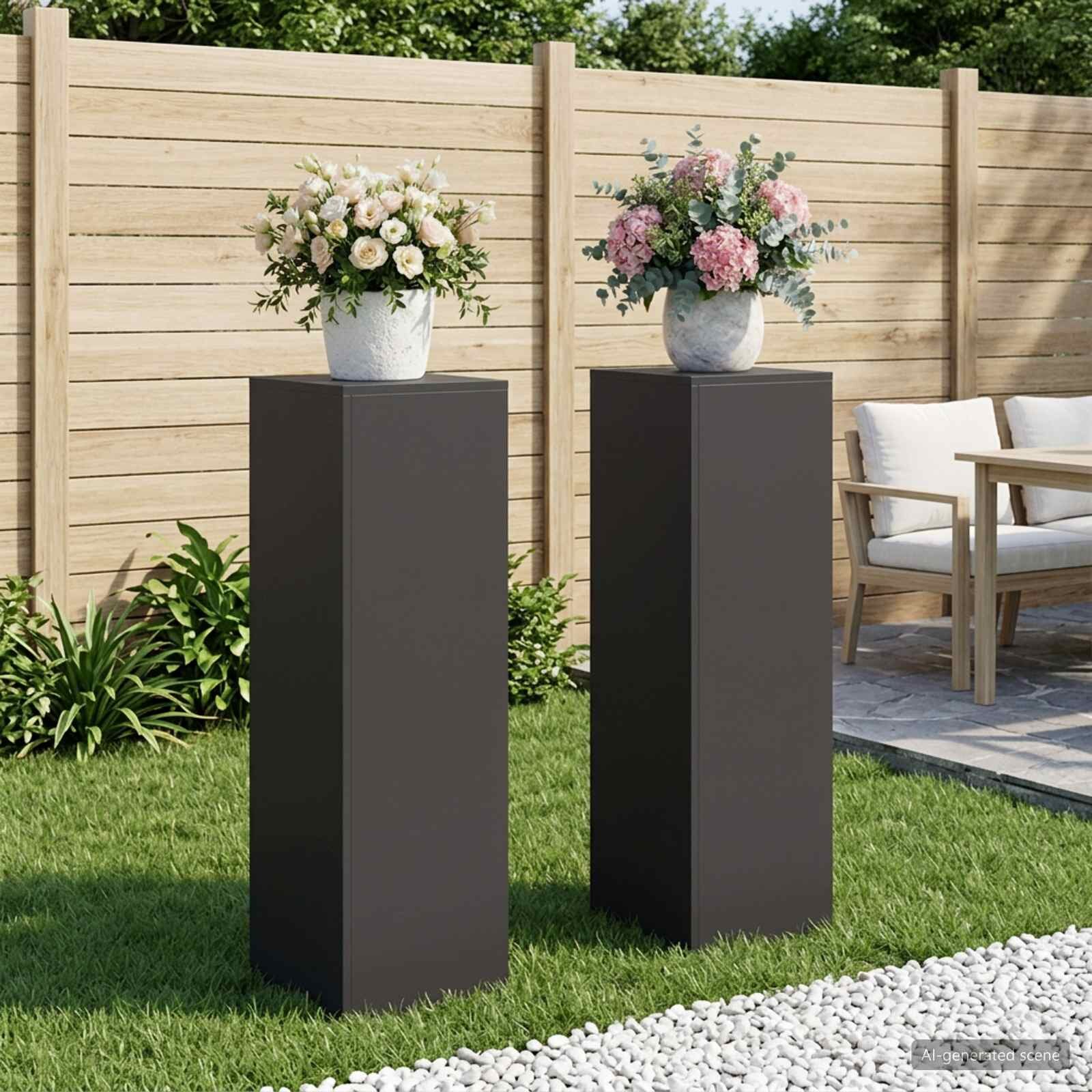 vidaXL Стойка за растения 2 бр. Черно 30 x 30 x 100 см Стомана