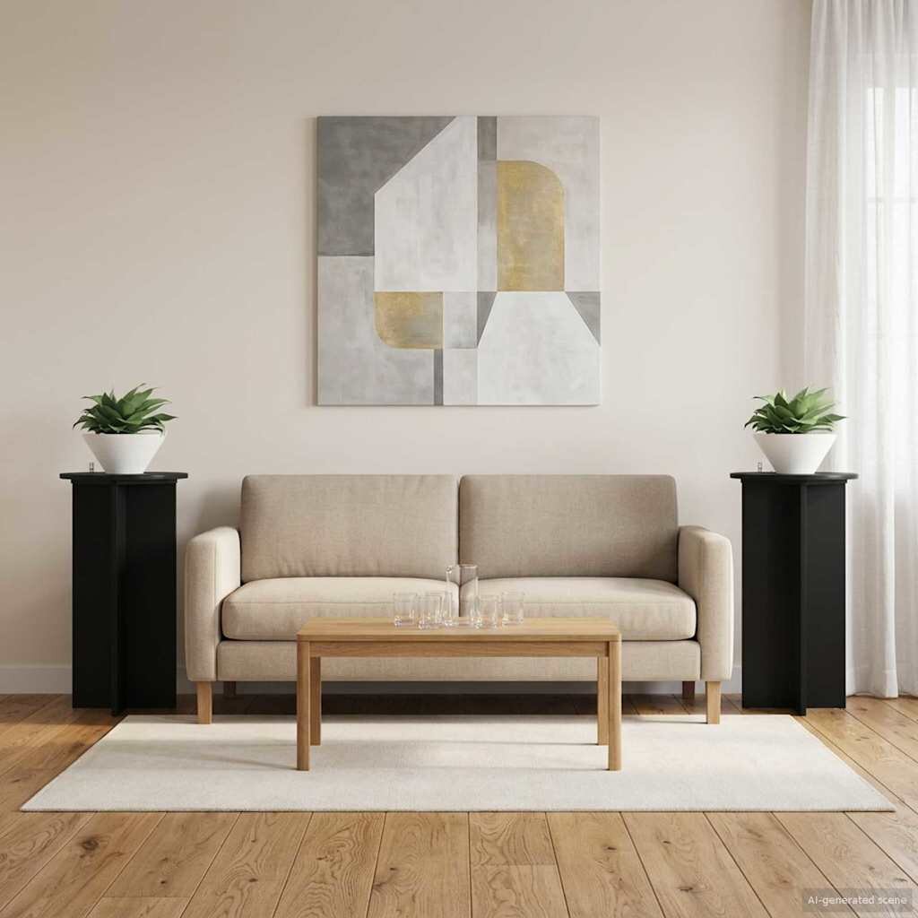vidaXL Стойка за растения 2 бр. Черно 40 x 40 x 80 cm