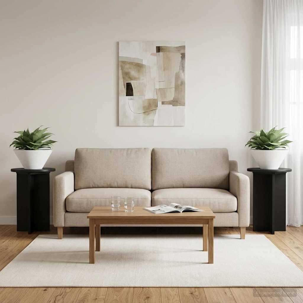 vidaXL Стойка за растения 2 бр. Черно Ø295 x 40 см