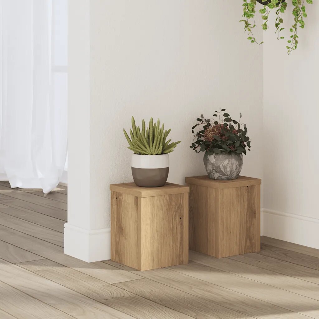 vidaXL Стойка за растения 2 бр. Дъб 15 x 15 x 20 см
