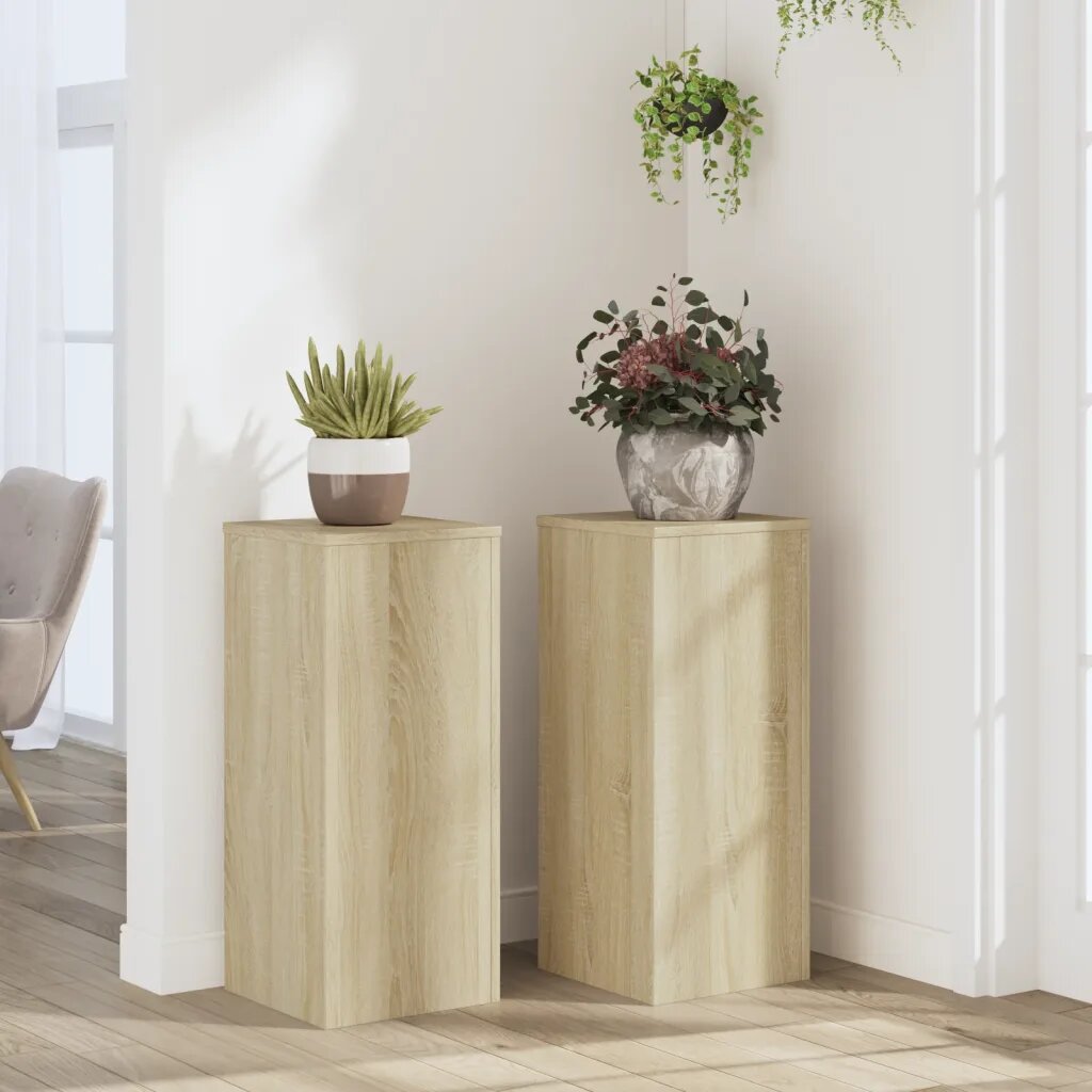 vidaXL Стойка за растения 2 бр. Дъб сонома 30 x 30 x 70 см