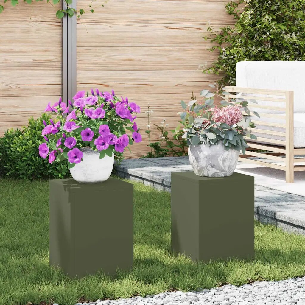 vidaXL Стойка за растения 2 бр. Маслиненозелено 24 x 24 x 35 см