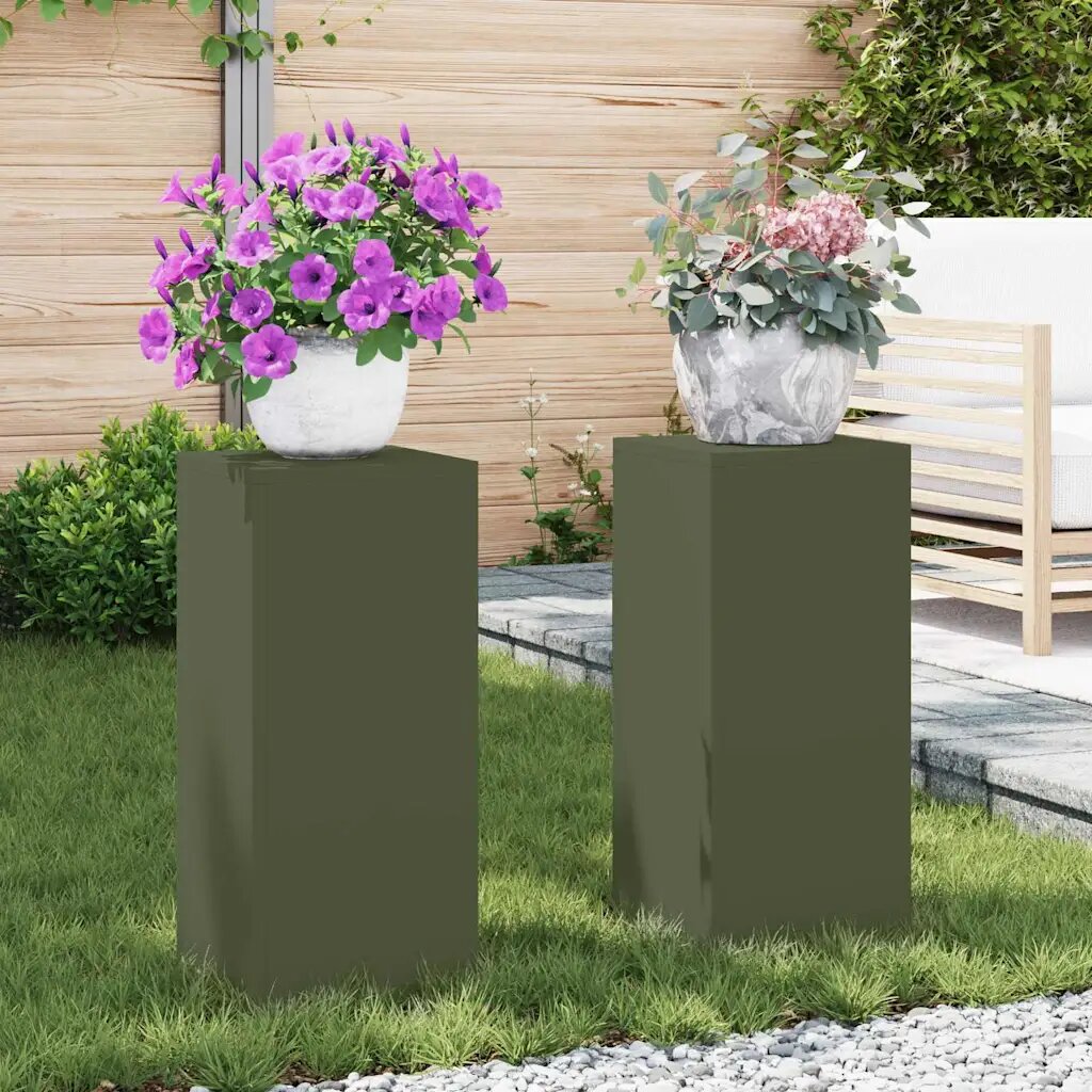 vidaXL Стойка за растения 2 бр. Маслиненозелено 24 x 24 x 55 см