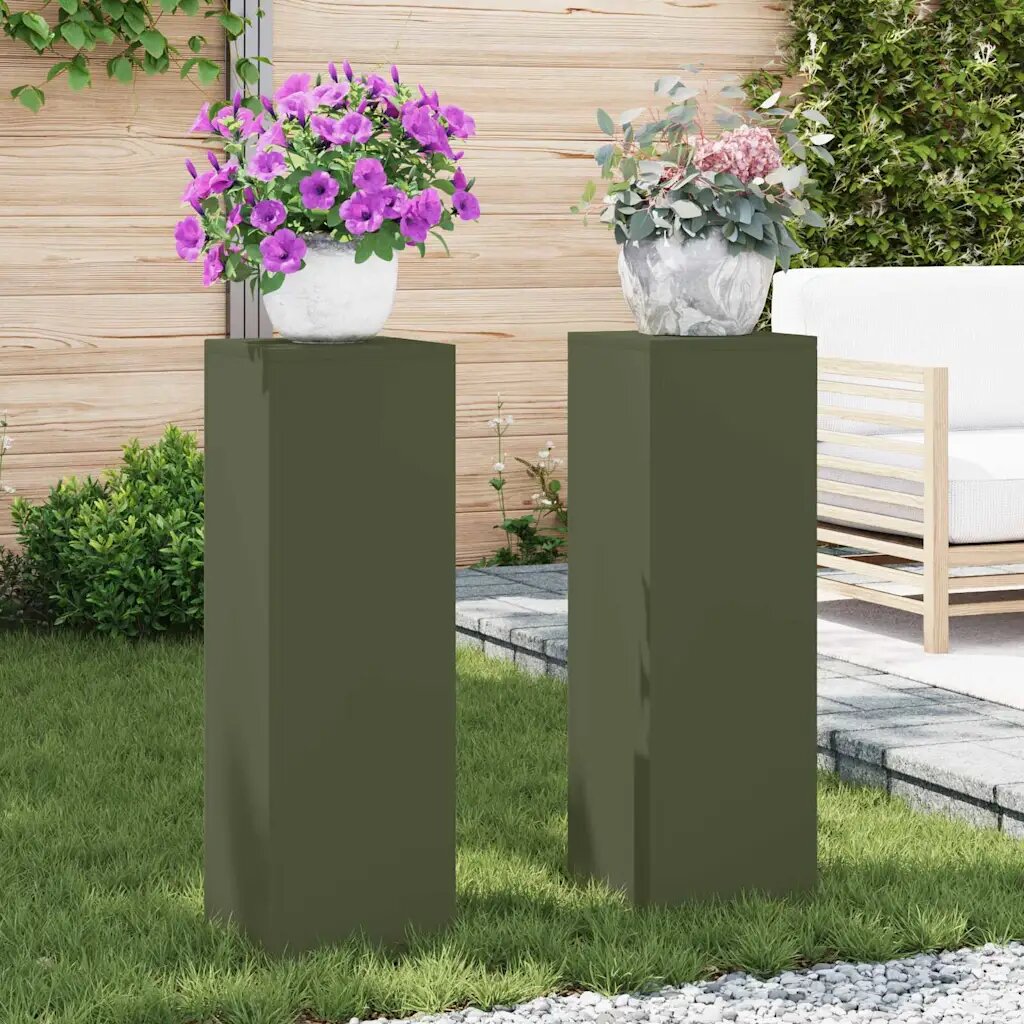 vidaXL Стойка за растения 2 бр. Маслиненозелено 24 x 24 x 75 см