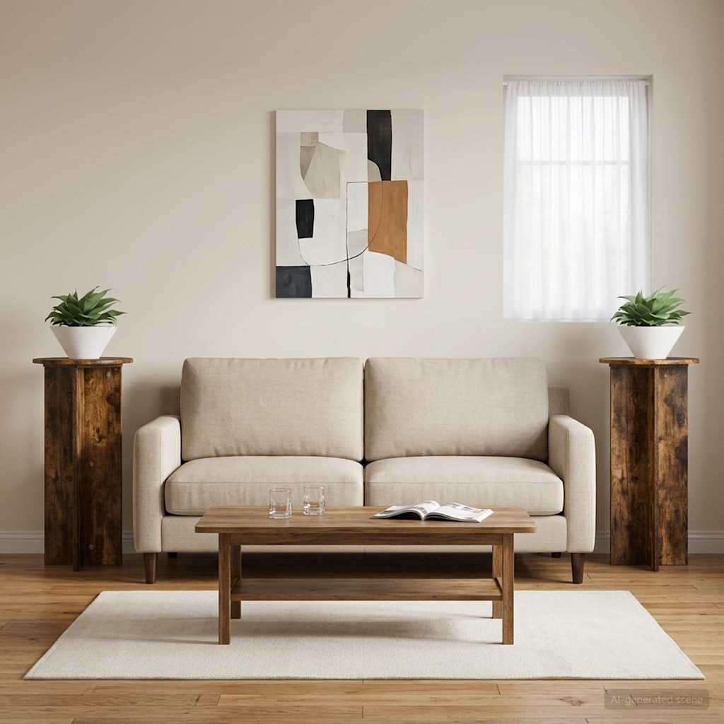 vidaXL Стойка за растения 2 бр. Опушен дъб 40 x 40 x 80 cm