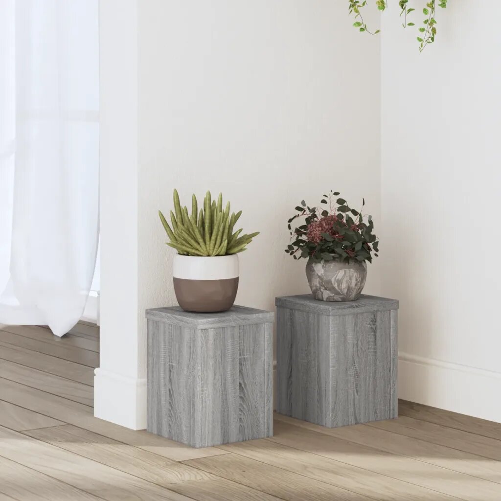 vidaXL Стойка за растения 2 бр. Сив Сонома 15 x 15 x 20 см