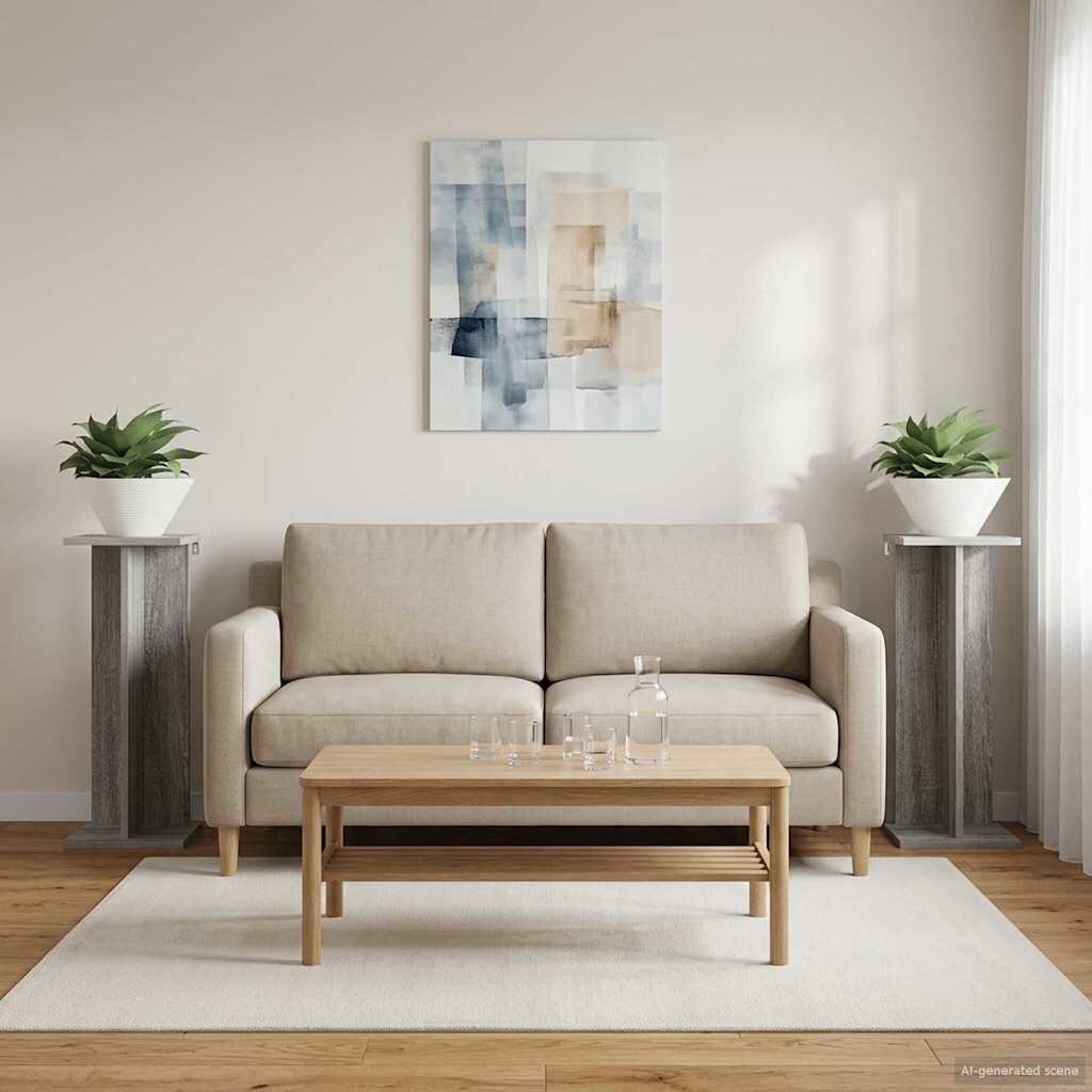 vidaXL Стойка за растения 2 бр. Сив Сонома 25 x 255 x 605 см