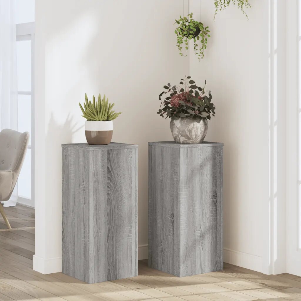 vidaXL Стойка за растения 2 бр. Сив Сонома 30 x 30 x 70 см