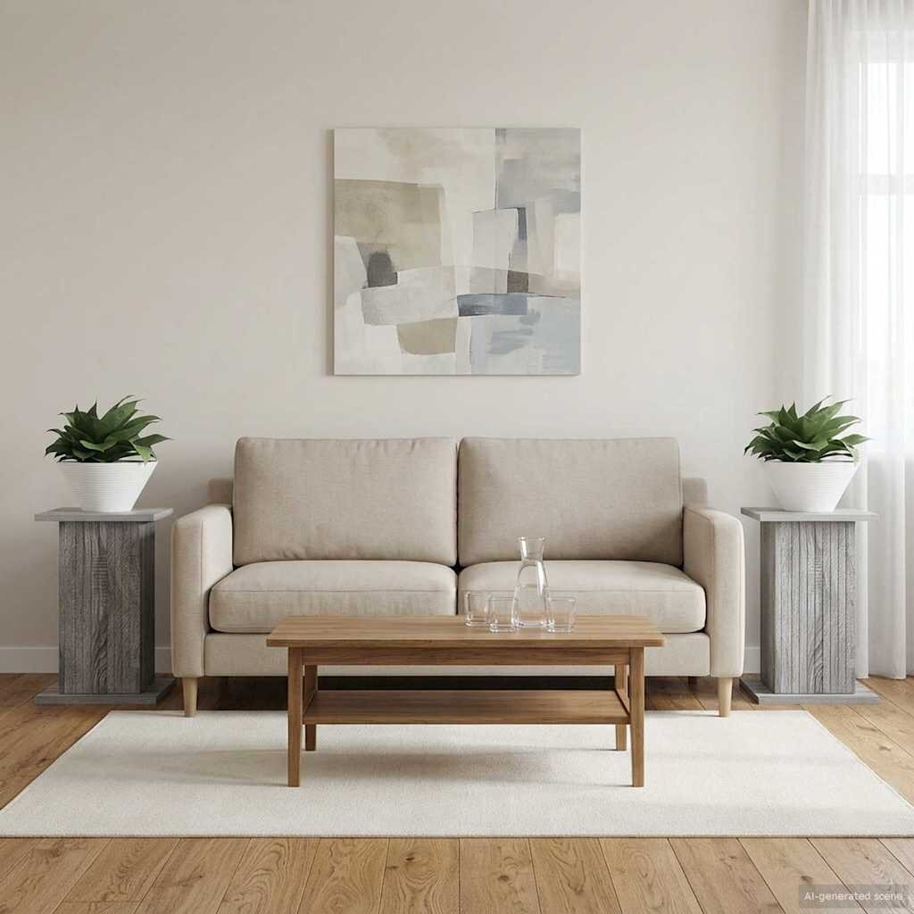 vidaXL Стойка за растения 2 бр. Сива сонома 305 x 30 x 43 см