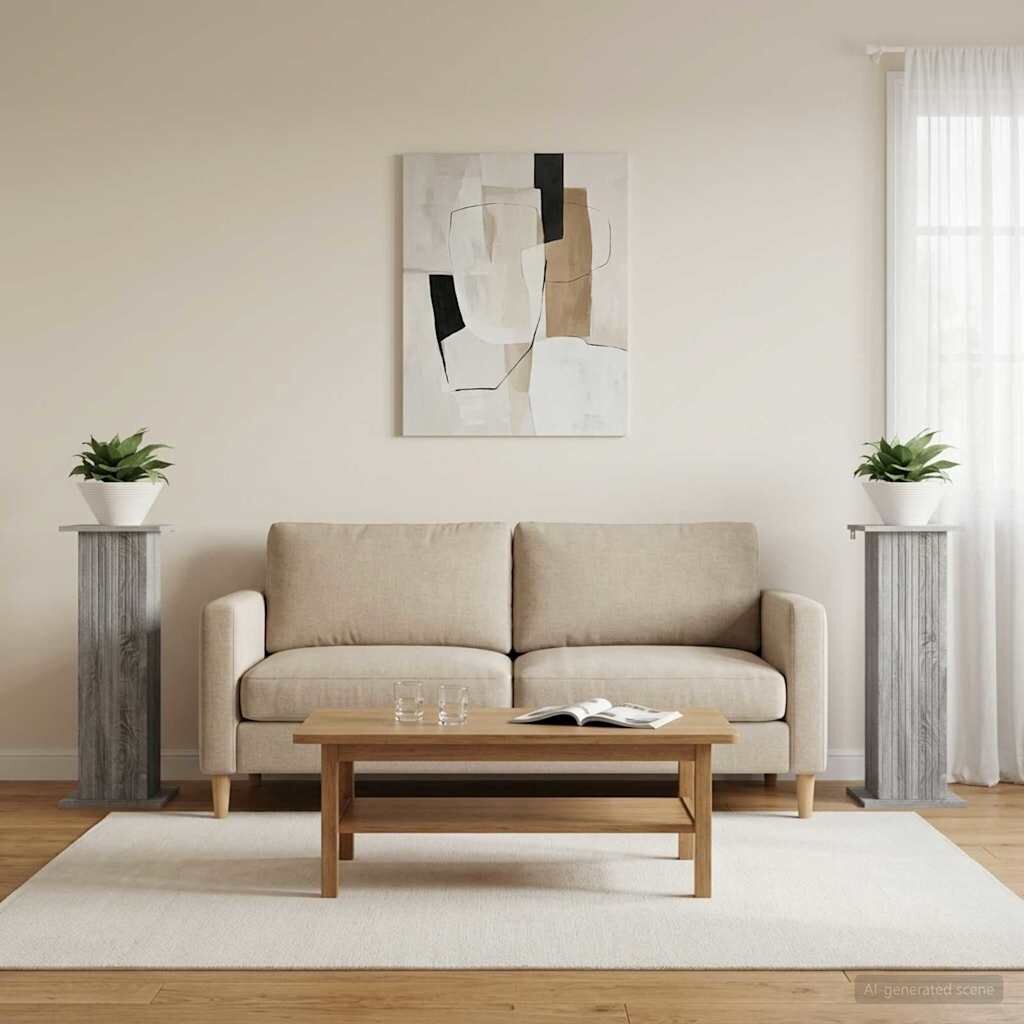 vidaXL Стойка за растения 2 бр. Сива сонома 305 x 30 x 805 см