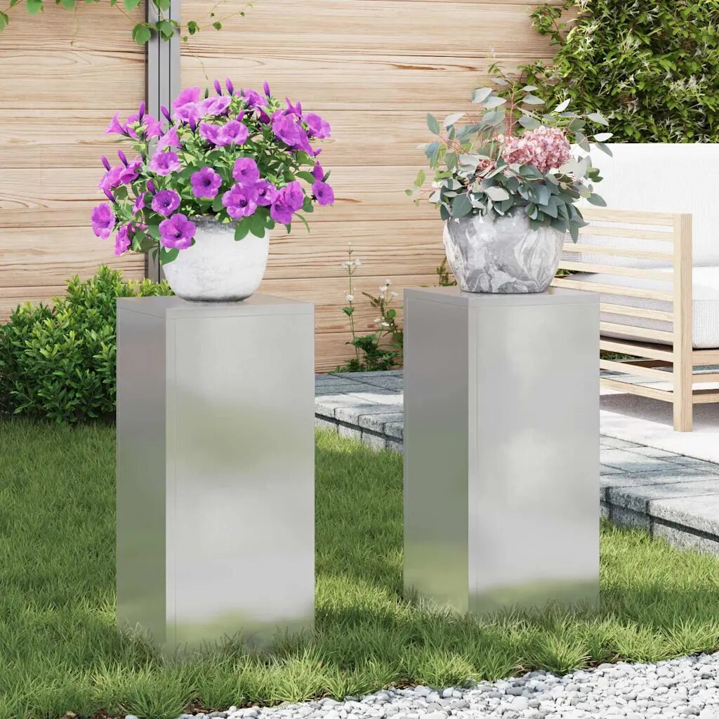 vidaXL Стойка за растения 2 бр. Сребристо 24 x 24 x 55 см
