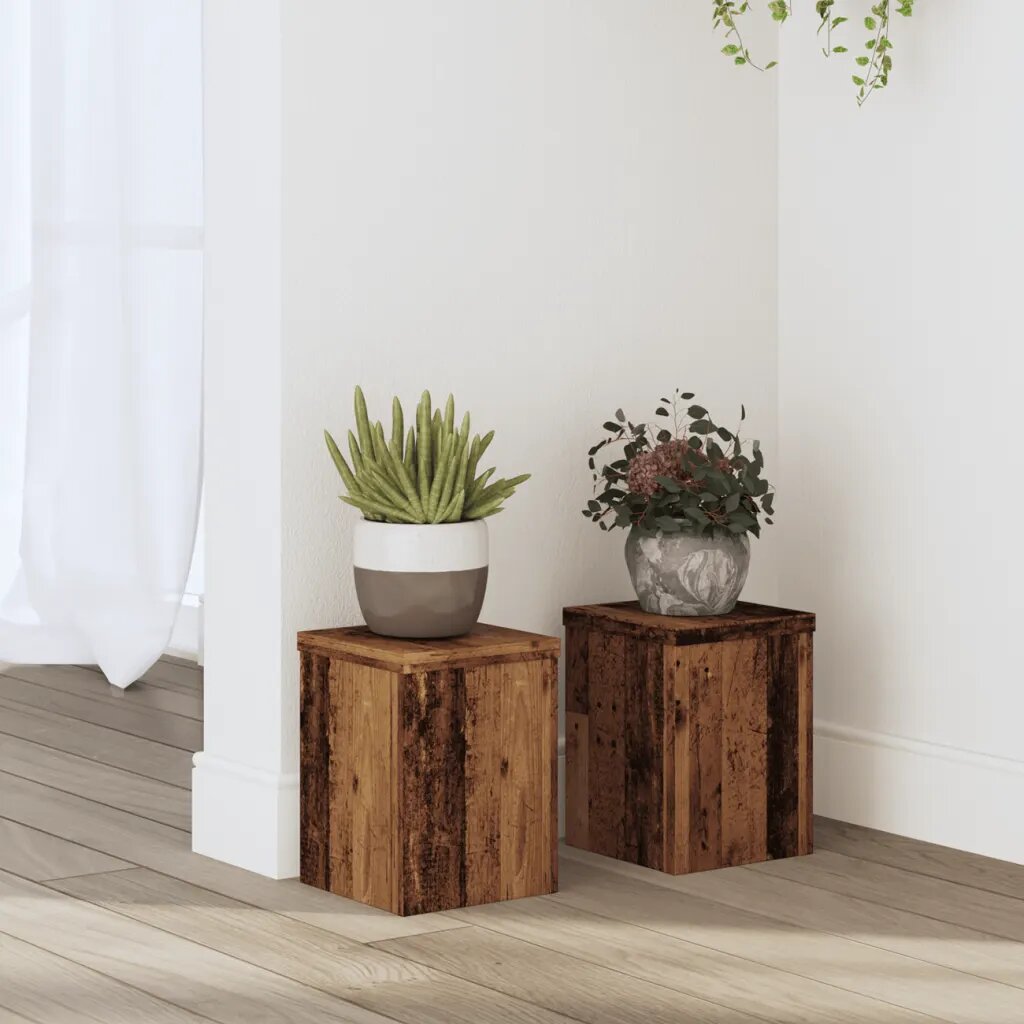 vidaXL Стойка за растения 2 бр. Старо дърво 15 x 15 x 20 см