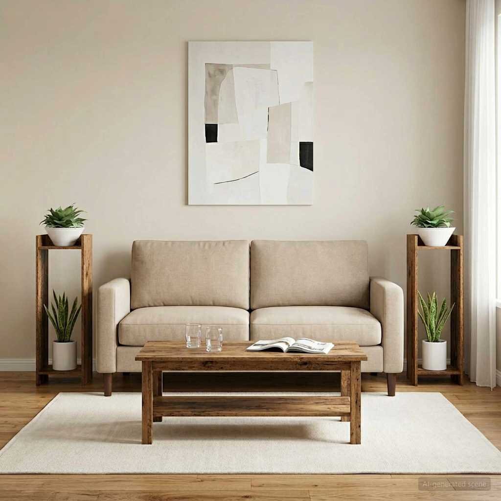 vidaXL Стойка за растения 2 бр. Старо дърво 30 x 30 x 100 см