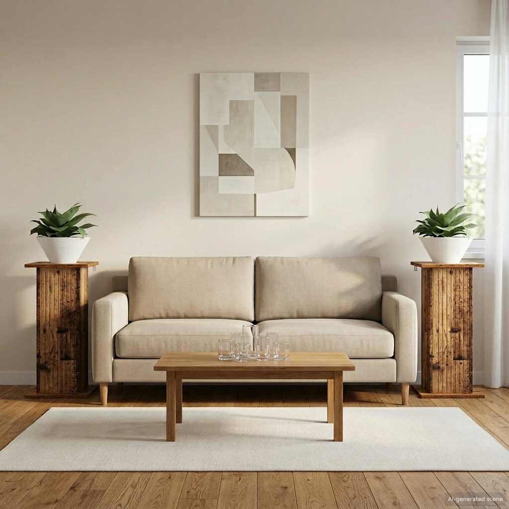 vidaXL Стойка за растения 2 бр. Старо дърво 305 x 30 x 605 см