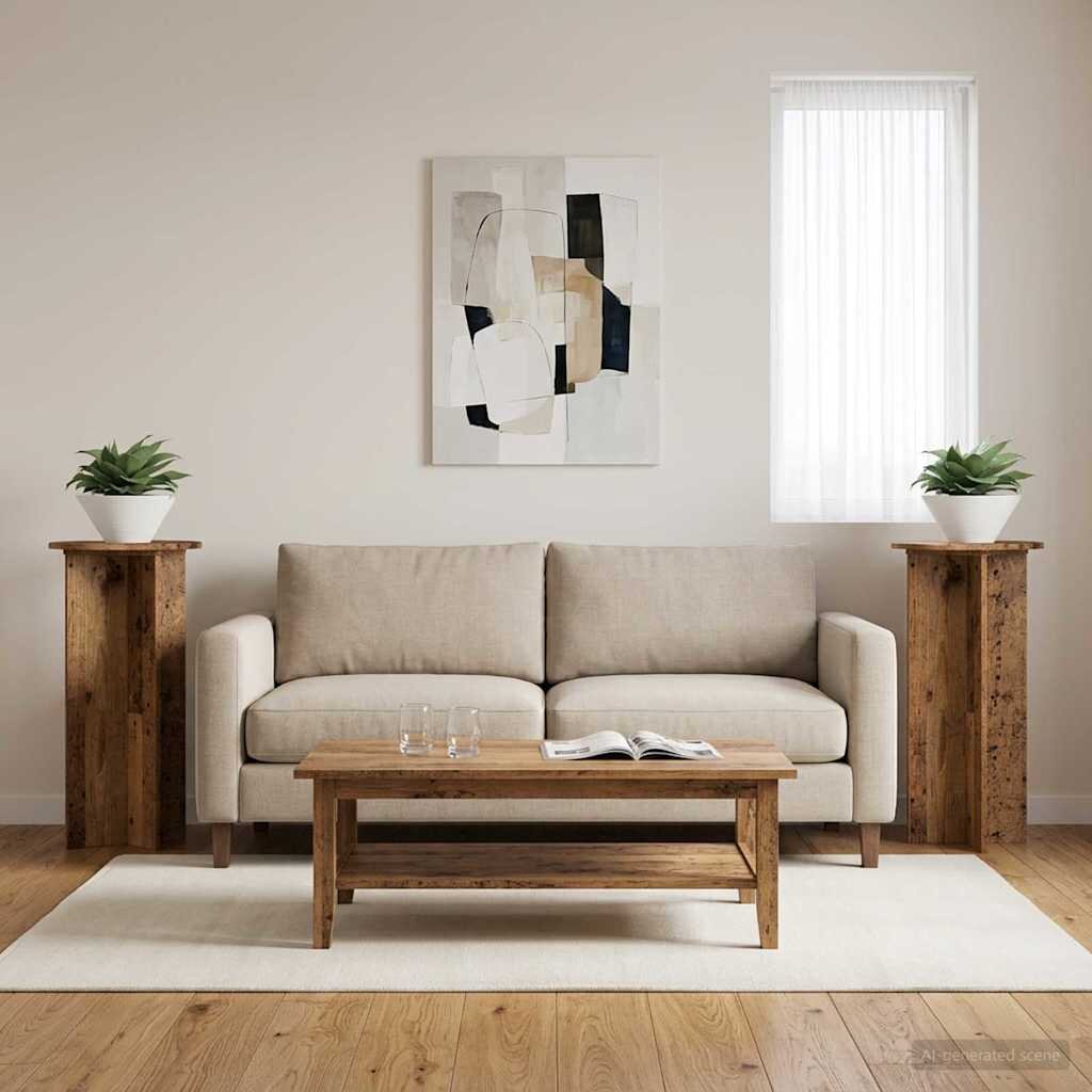 vidaXL Стойка за растения 2 бр. Старо дърво 40 x 40 x 80 cm