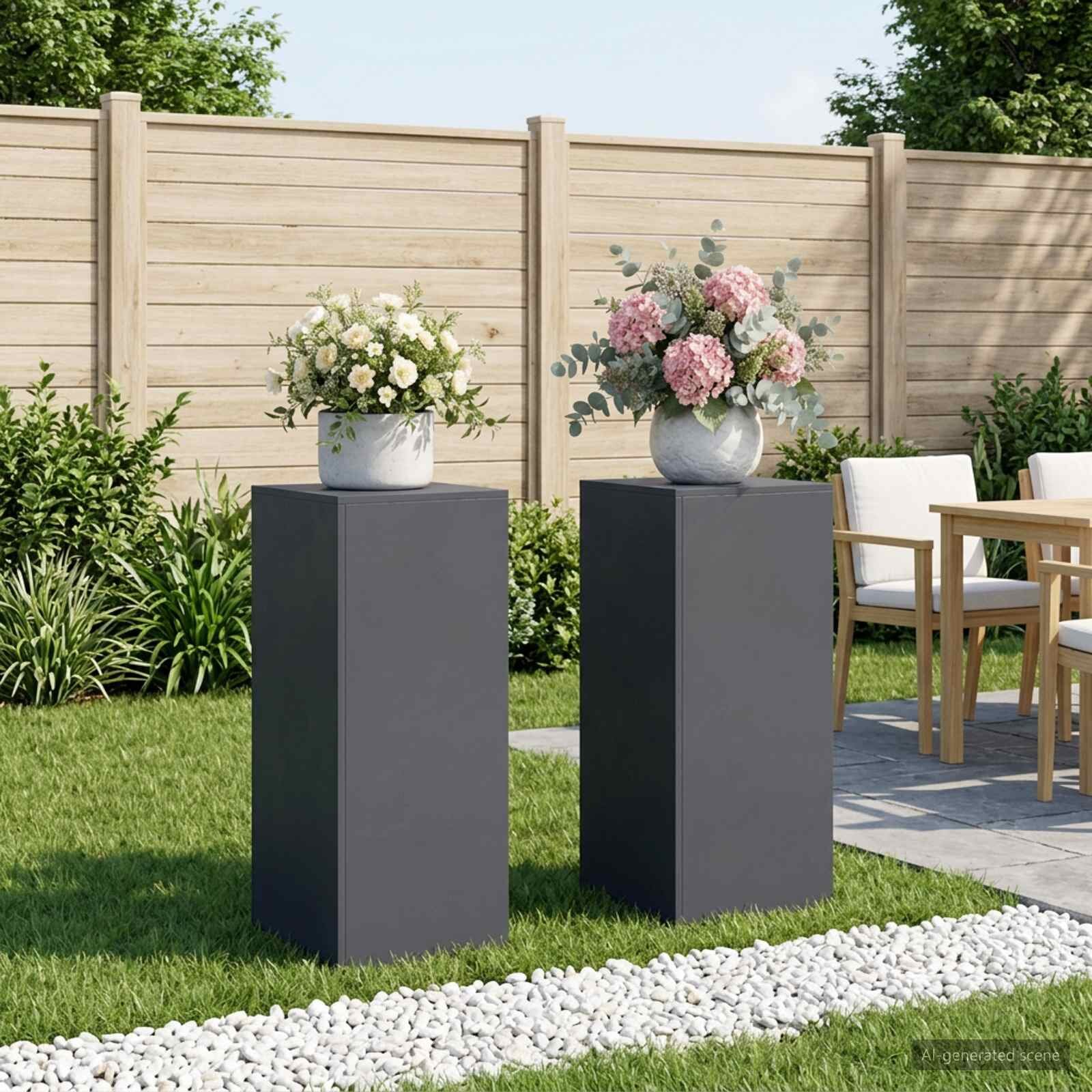 vidaXL Стойка за растения 2 pcs Антрацит 40 x 40 x 100 cm