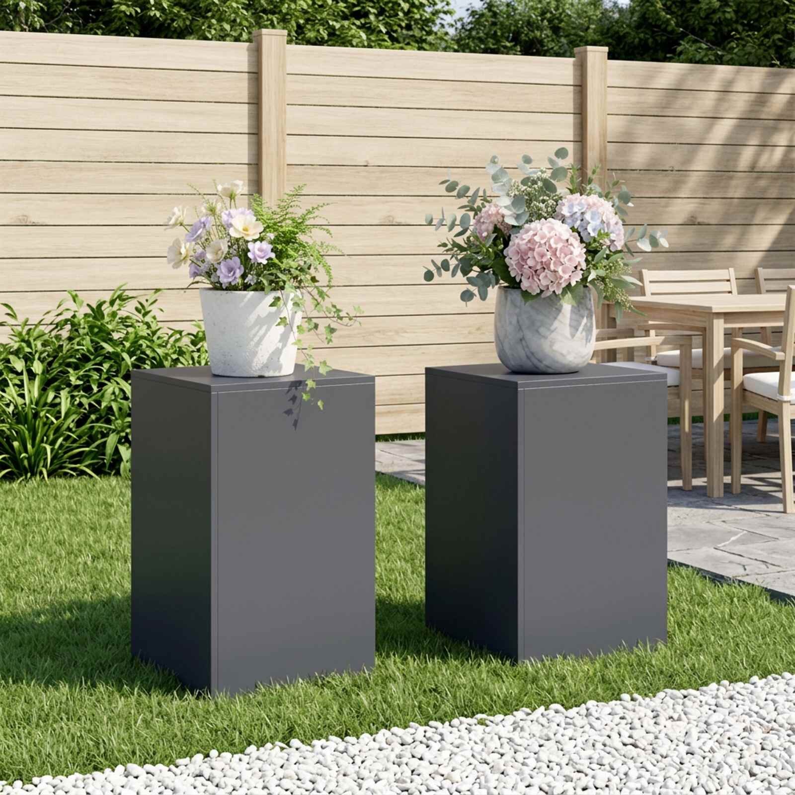 vidaXL Стойка за растения 2 pcs Антрацит 40 x 40 x 60 cm