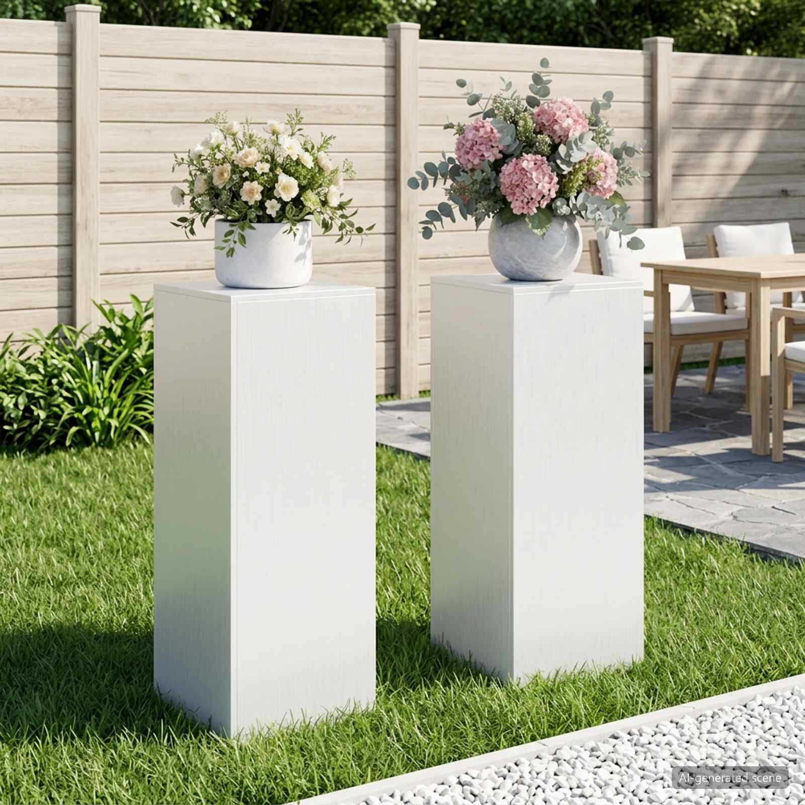 vidaXL Стойка за растения 2 pcs Бяло 40 x 40 x 100 cm Стомана