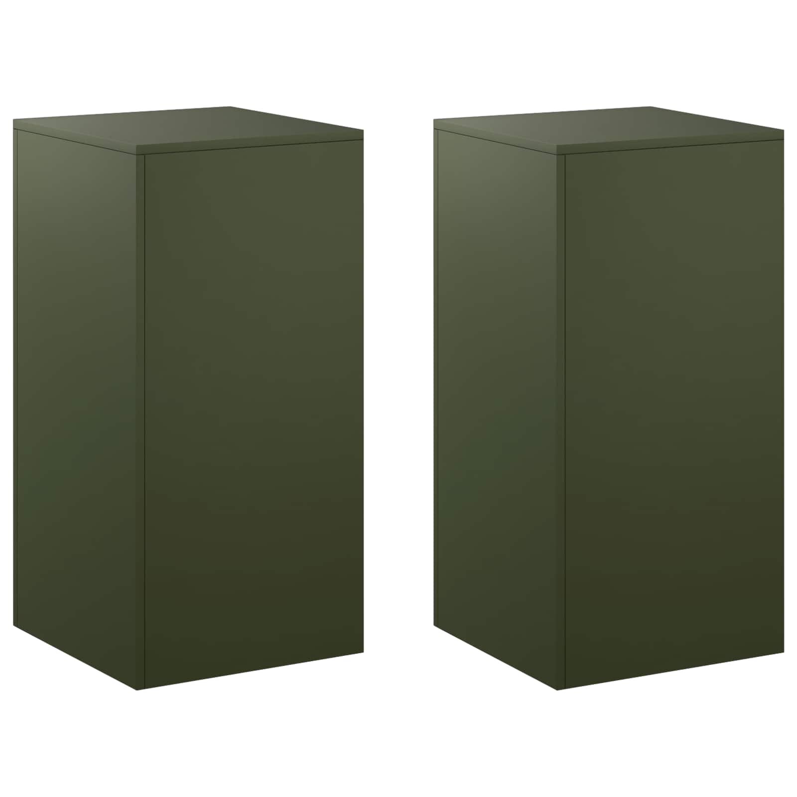 vidaXL Стойка за растения 2 pcs Маслиненозелено 40 x 40 x 80 cm