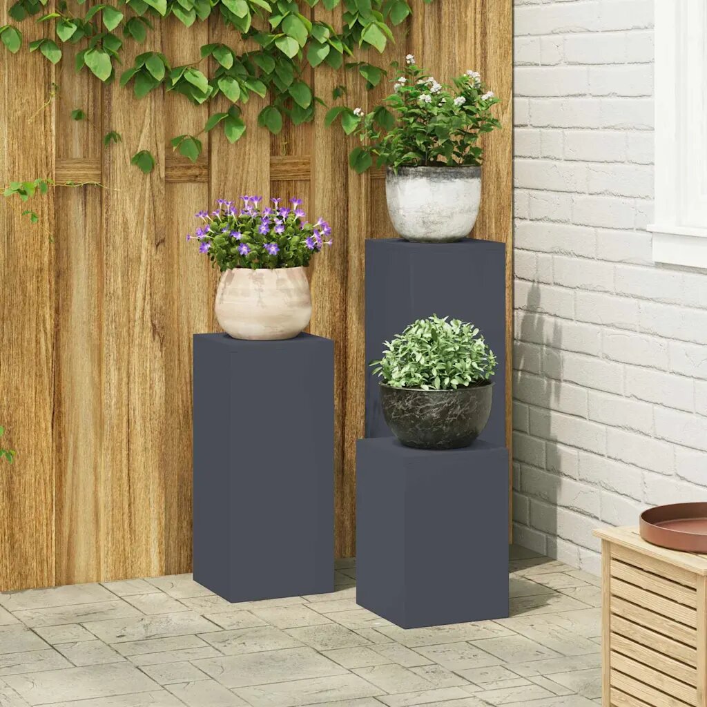 vidaXL Стойка за растения 3 бр. Антрацит 24 x 24 x 75 см