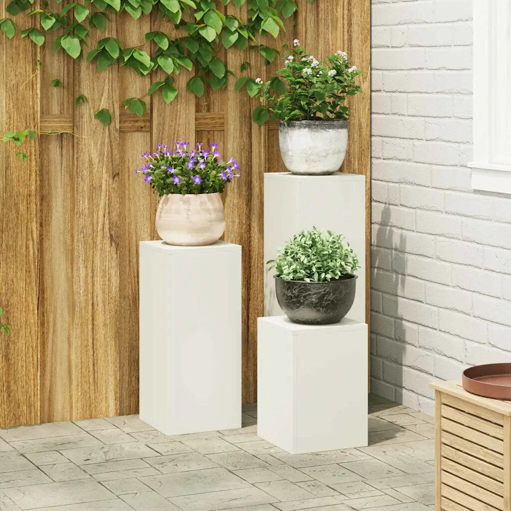 vidaXL Стойка за растения 3 бр. Бяло 24 x 24 x 75 см