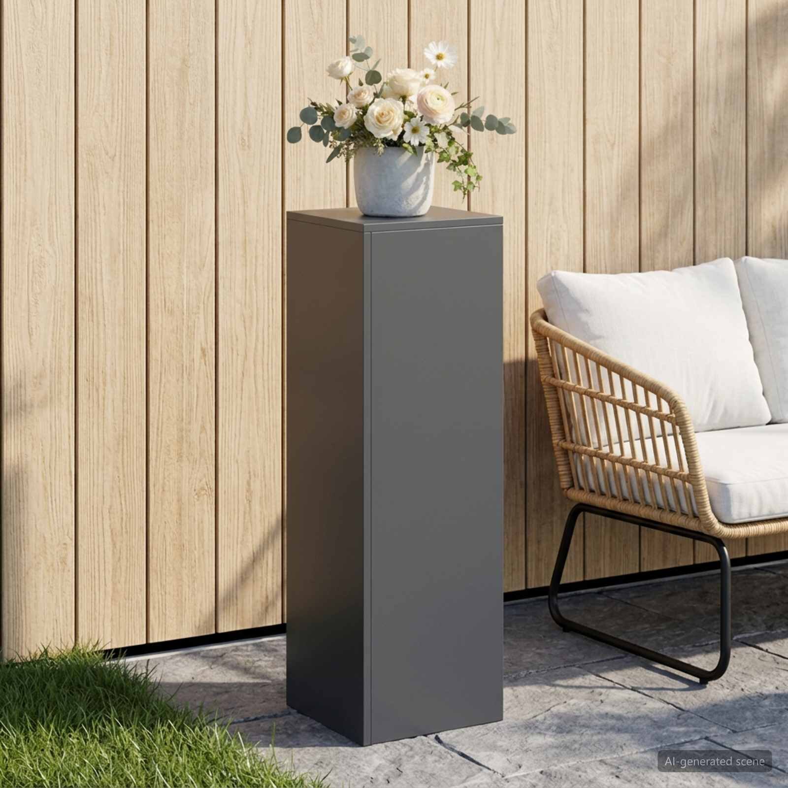 vidaXL Стойка за растения Антрацит 30 x 30 x 100 см Неръждаема стомана