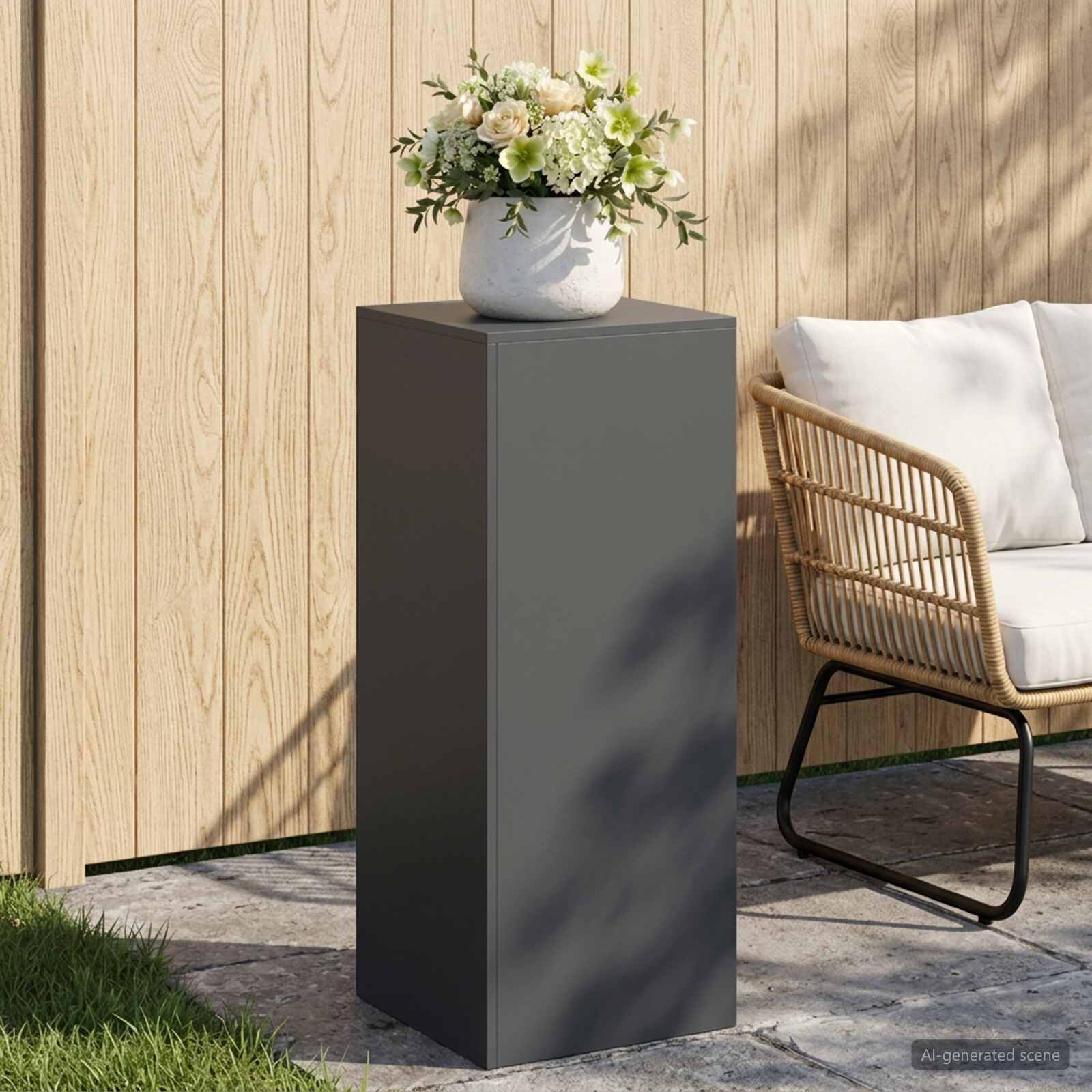 vidaXL Стойка за растения Антрацит 40 x 40 x 100 cm Неръждаема стомана