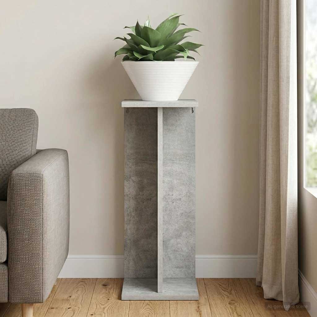 vidaXL Стойка за растения Бетонно сиво 25 x 255 x 605 см