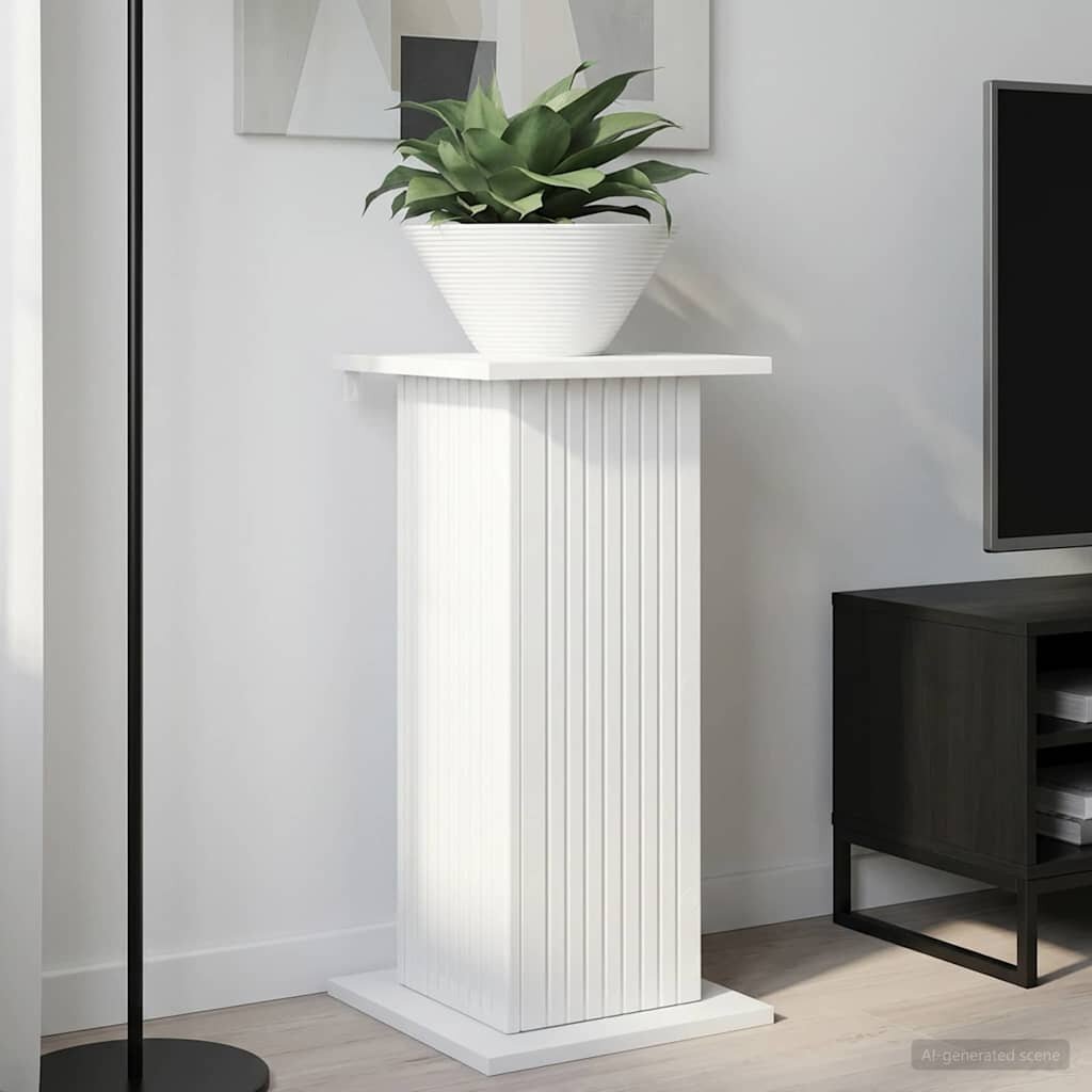vidaXL Стойка за растения Бял гланц 305 x 30 x 605 см