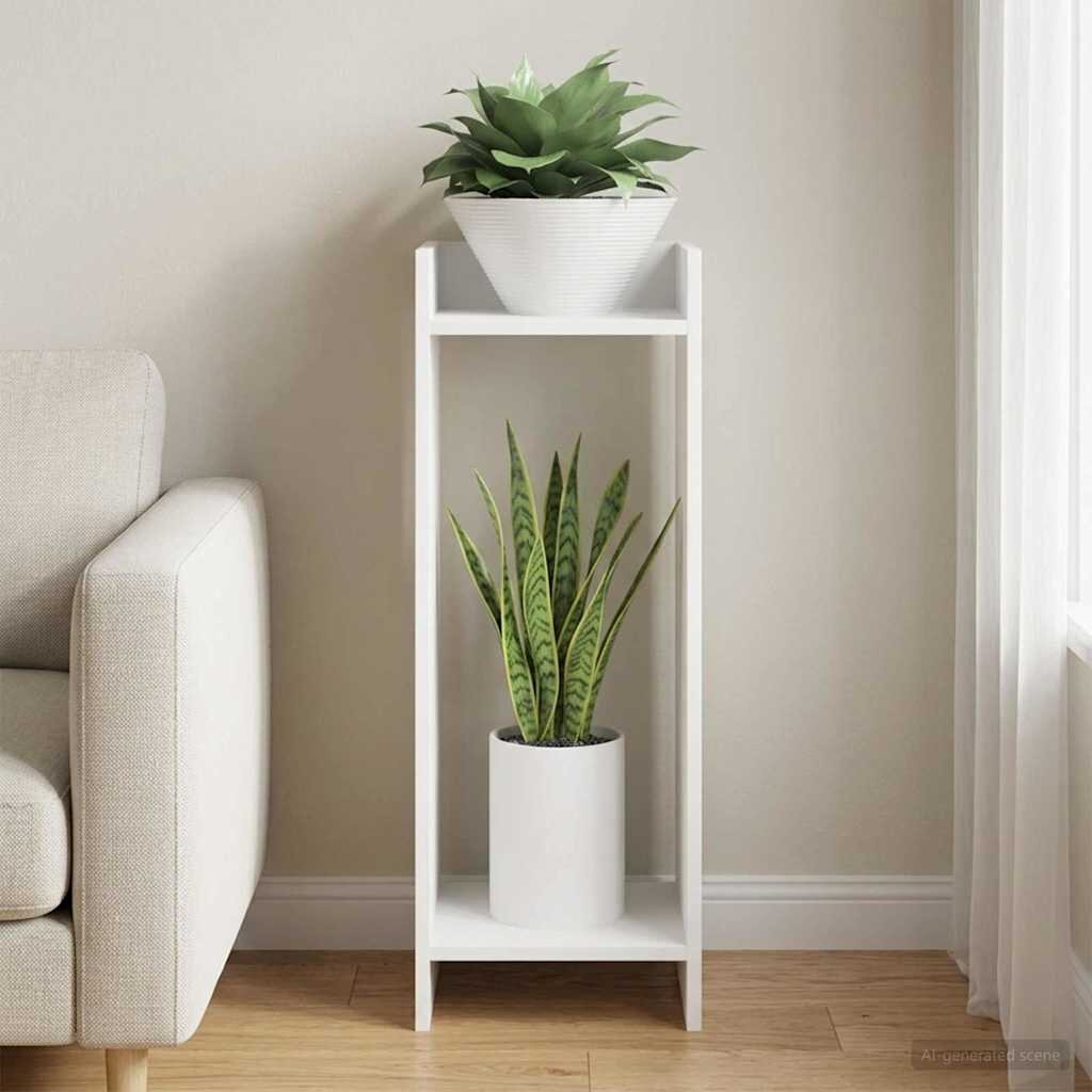 vidaXL Стойка за растения Бяло 30 x 30 x 80 cm Инженерна дървесина