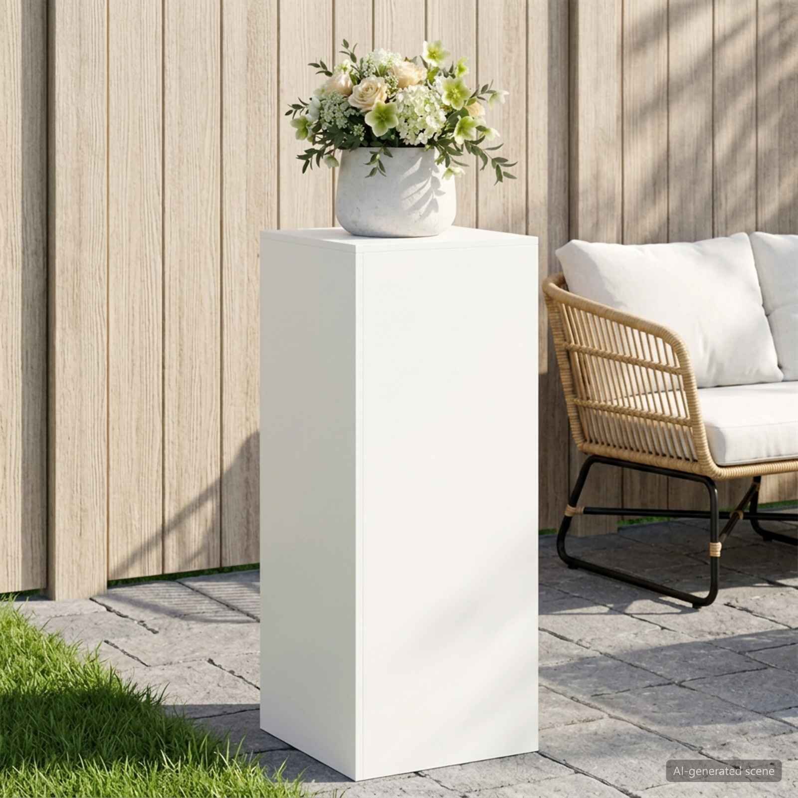vidaXL Стойка за растения Бяло 40 x 40 x 100 cm Стомана