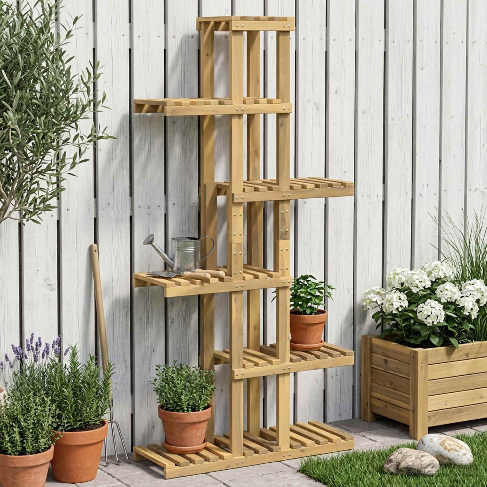 vidaXL Стойка за растения Бяло 68 x 235 x 140 см