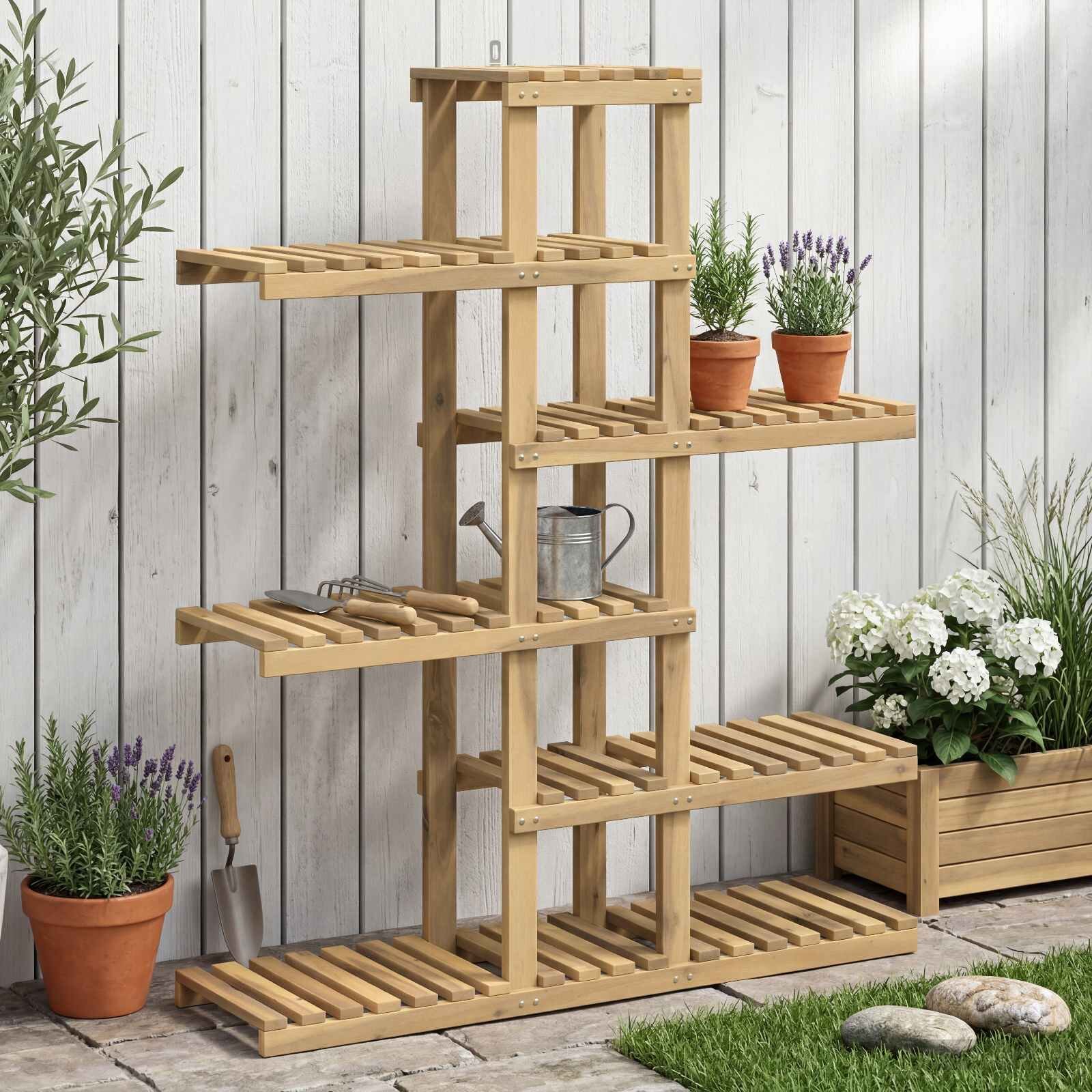 vidaXL Стойка за растения Бяло 93 x 25 x 1145 см