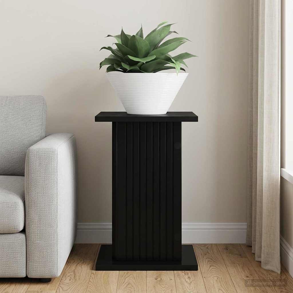 vidaXL Стойка за растения Черно 305 x 30 x 43 см Инженерна дървесина